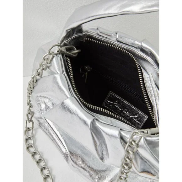 NWT: FREE PEOPLE Viva La Vegan Clutch / Silver - Picture 6 of 10